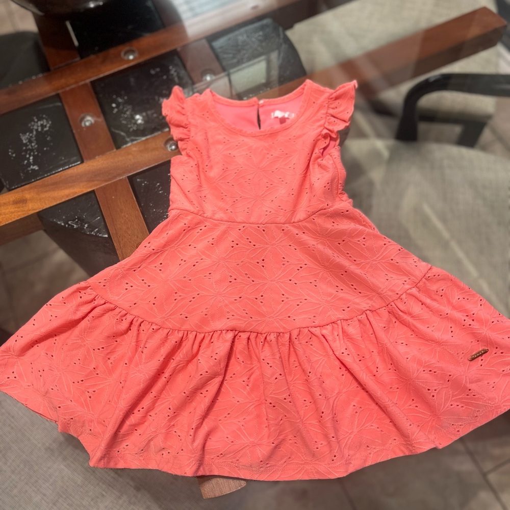 Coral Eyelet Kids Dress